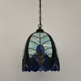 thumbnail image 5 of Tiffany Mini Table Lamp Pink Blue Stained Glass Hummingbird Flowers Pull Chain Switch LED Bulb Included for Living Room Bedroom Bedside 8" D*8" W*15" H, 5 of 6