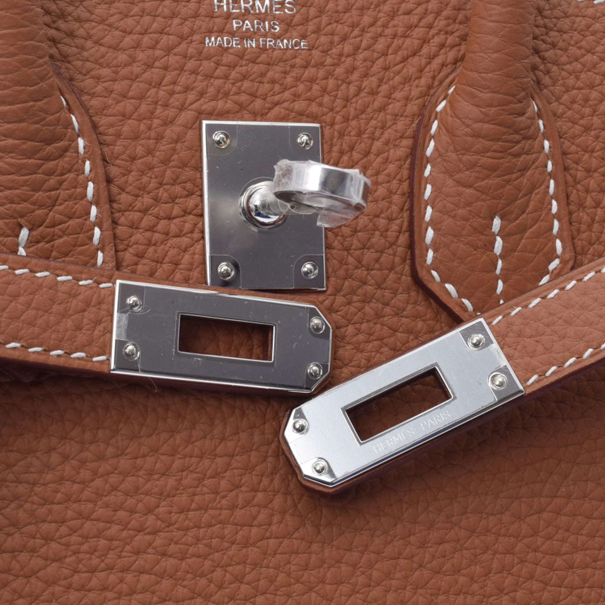 Authenticated Used Hermes Birkin 30 Togo Grasphalt/Blue Nuit handbag silver  metal fittings C engraving order 