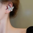 thumbnail image 7 of SmartBy 1 Pc Women Butterfly Ear Cuff Rhinestone Butterfly Clip-On Earring No Piercing Ear Wrap Jewelry Gift for Her Birthdays Parties Weddings, 7 of 7