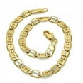 thumbnail image 3 of 5.4mm Polished 14k Yellow Gold Plated Flat Mariner Chain Anklet, 10 inches, 3 of 4