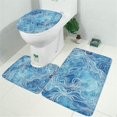 thumbnail image 2 of Blue White Tie Dye Wave Pattern Bathroom Rugs Sets 3 Piece,Toilet Cover Set,Absorbent Non Slip Bathroom Mats Sets with U-Shaped Contour Rug Toilet Rug Set, 2 of 5