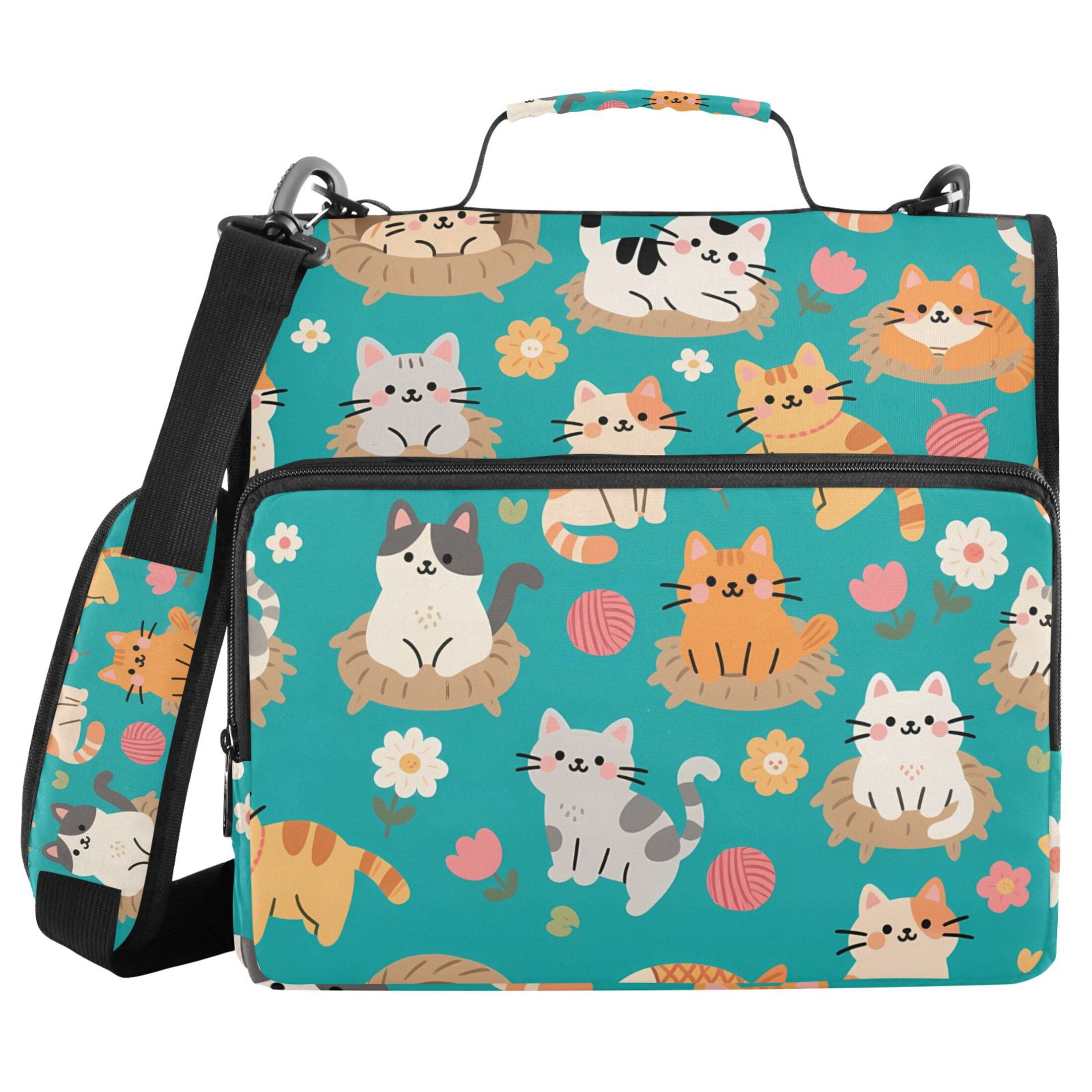 ALAZA Zipper Binder Cute Cats Cartoon 3 Ring Trapper Keeper File Folder Organizer Bag