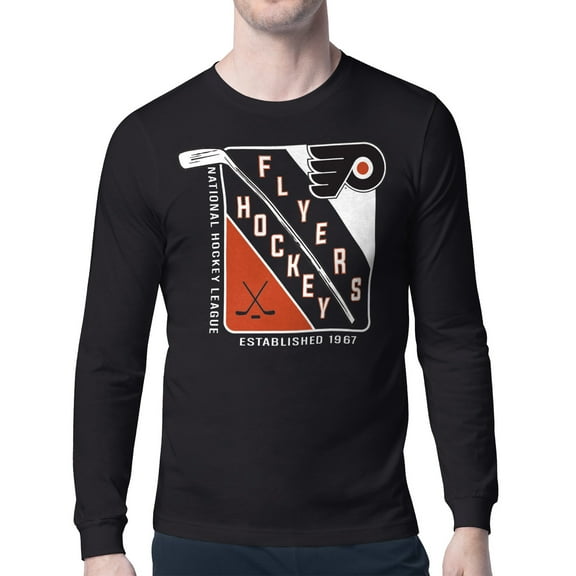 Men's Starter Black Philadelphia Flyers Shield Long Sleeve Graphic T-Shirt