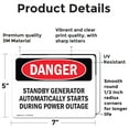 thumbnail image 2 of (2 Pack) Standby Generator Automatically Starts During OSHA Danger Sign 7 Inch X 5 Inch Vinyl Label Decal Sticker Weather Resistant, UV Protected for Workplace, Business, and, 2 of 7