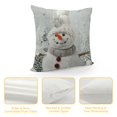 thumbnail image 4 of Throw Pillow Covers White Smiling Snowman Square Pillowcases for Home Decor Sofa Car Bedroom Winter Falling Snowflakes Creative Design Pillow Cases, 4 of 5