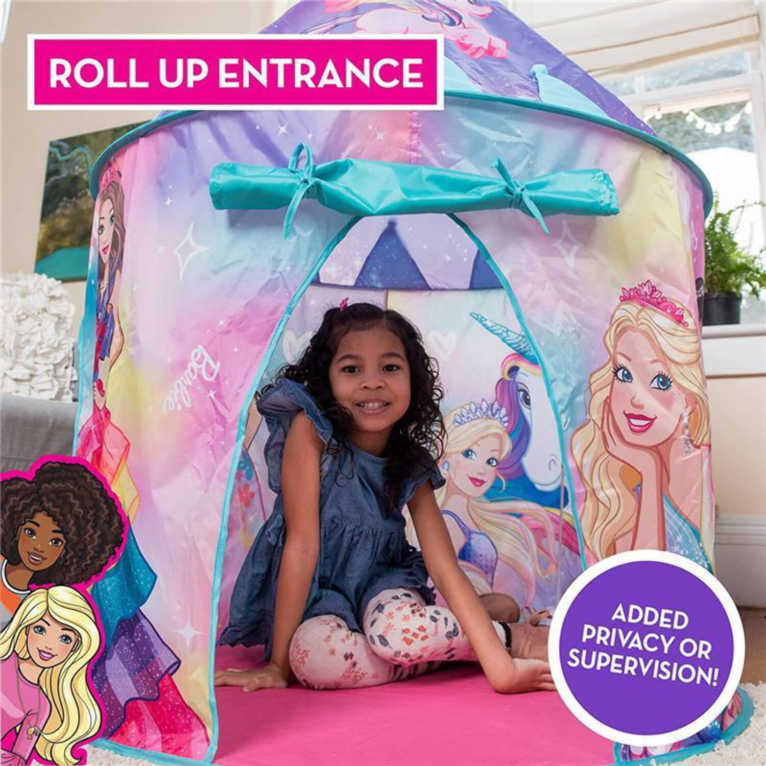 Barbie Brandclub Barbie Dreamtopia Princess Pink Pop Up Castle Play Tent for Kids Folds Into Carrying Case