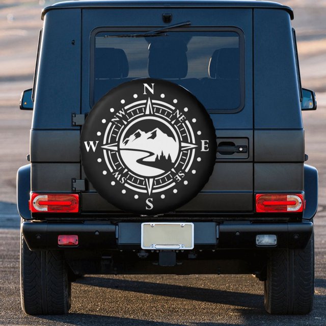 Mountain Road With Compass Tire Cover 4WD 4x4 SUV Navigation Spare Wheel Protector Land Cruiser Prado 14-17h