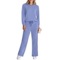 thumbnail image 4 of Fantaslook Two Piece Lounge Sets for Women Fall Outfits Long Sleeve Tops Wide Leg Pants Matching Sets Vacation Travel Outfits, 4 of 10