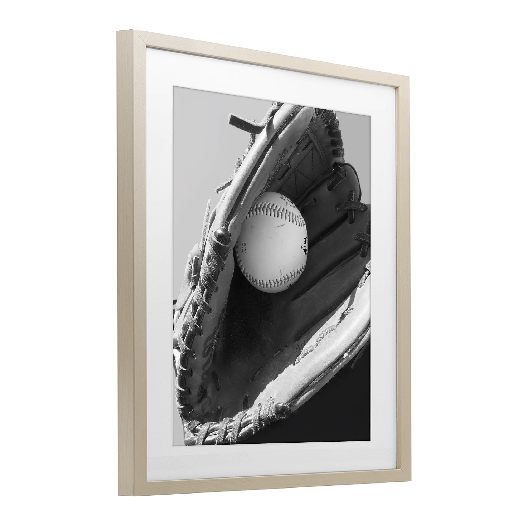 Stupell Industries Nice Catch Baseball Birch Framed Print Under Glass, design by Marcus Prime