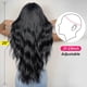 thumbnail image 3 of Pelucas negras largas, cabello sintético ondulado natural, peluca rizada con raya al medio, 3 of 4