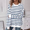 thumbnail image 2 of Lenpel Women's Oversized Sweratshirts Long Sleeve Color Block Striped Pullover Tops Loose Crew Neck Fall Outfits, 2 of 5