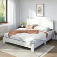 thumbnail image 2 of Sifurni Full Size Platform Bed Fame with Upholstered Adjustable Leather Headboard, White, 2 of 6