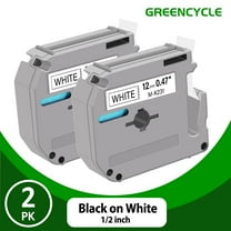 GREENCYCLE 2PK M-K231 Compatible for Brother P-touch MK231 M231 M-K231S 1/2'' 12mm Black on White Label Maker Tape