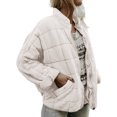 thumbnail image 1 of ITFABS Women Stand Collar Long Sleeve Solid Color Full Zip Quilted Jackets, 1 of 8