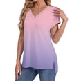 thumbnail image 2 of T Shirts For Women Womens Tops Summer Daily Casual V Neck Shirts Short Sleeve Tops Blouses Loose Fit Shirt, 2 of 5