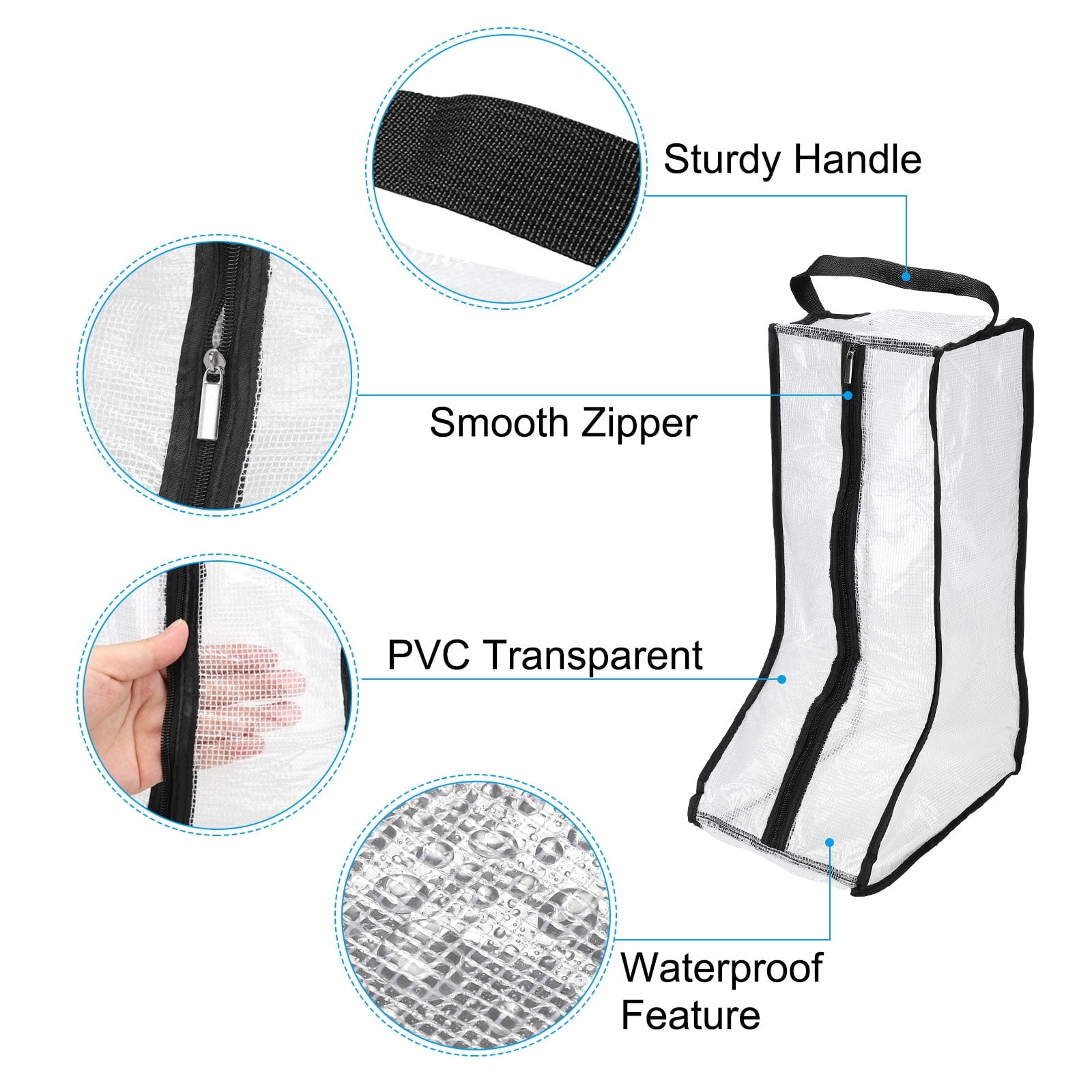 Uxcell Boots Storage Bag, Dust Proof Tall / Short Boots Carry Bags for Travel, Black 4 Pack