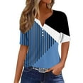 thumbnail image 2 of ALLLIST Short Sleeve Tops for Women Henley Summer T-Shirts Casual Blue Color Block Shirts Womens Clothing, 2 of 5