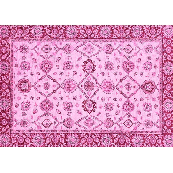 Ahgly Company Machine Washable Indoor Rectangle Oriental Pink Traditional Area Rugs, 4' x 6'