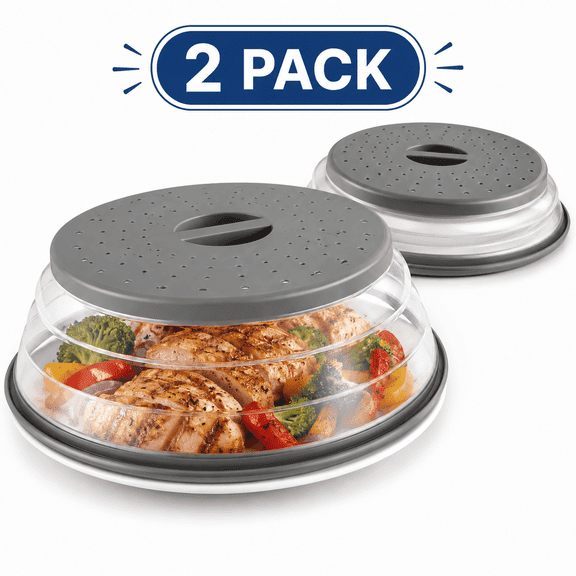 Himonut Silicone Microwave Splatter Cover for Food -2 Pack 10.6'' Dishwasher Safe -Collapsible & Vented Microwave Lid Space Sving Design Bpa Free
