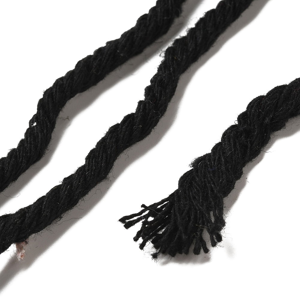 Macrame Cotton Cord Twisted Cotton Rope for Wall Hanging Plant Hangers Crafts and Wedding Decorations Black 4mm about 120.29 yards(110m)/roll