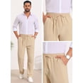 thumbnail image 5 of DARING DIVA Men's Beach Pants Drawstring Waist Breathable Summer Linen Pants 30 Khaki, 5 of 6