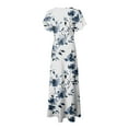 thumbnail image 7 of vigerkar Women's Casual V Neck Maxi Dress with Short Sleeve Sexy Elegant Floral Dress Navy, XXL, 7 of 7