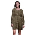 thumbnail image 1 of Bimba Green Leaves & Chrysanthemum Floral Women Tunic Top Long Sleeve Button Down Print Short Causal Dress-Medium, 1 of 7