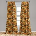thumbnail image 5 of Ambesonne City Curtains, Panoramic Illustration, Pair of 28"x63", Green Orange Beige, 5 of 5