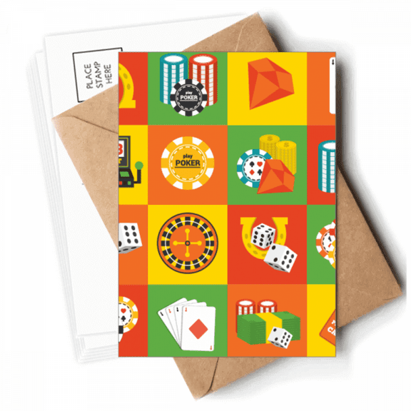 Square Casino Objects Illustration Postcards Envelopes Blank Note Cards Mailing