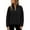 Black, variant on Women's Fleece Jacket, Half-Zip Stand Collar with Kangaroo Pocket, Cozy Solid Color for Fall Winter