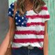 thumbnail image 1 of Puntoco 2024 mujeres verano moda tops moda mujer verano cuello pico manga corta impresión casual camiseta blusa, 1 of 5