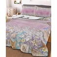 thumbnail image 3 of Quilts Twin-XL Size Bedding Set, Summer Beach Starfish Lightweight Quilted Comforter, Pink Coastal Ocean Conch Wood Grain Soft Bedspread Coverlet with Pillow Covers for All Season, 68" x 98", 3 of 7
