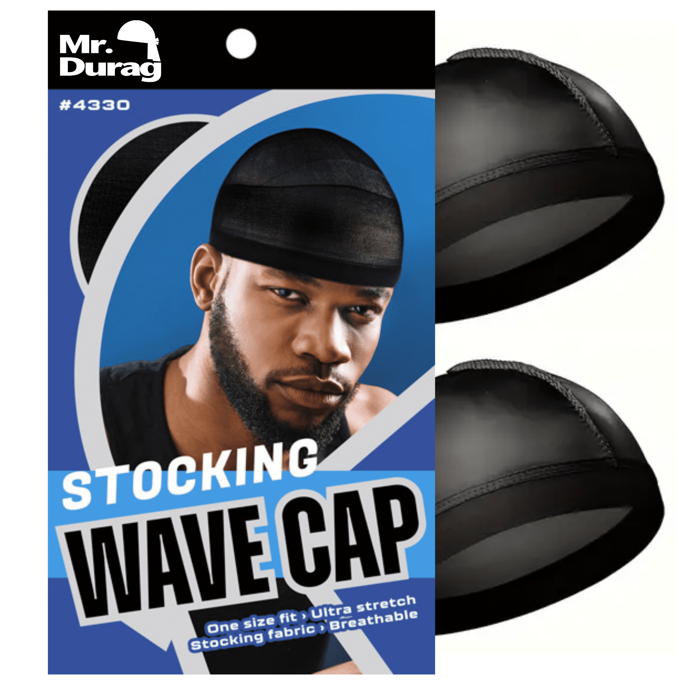 Durag Black Stocking Wave Cap with Wide Band, Count