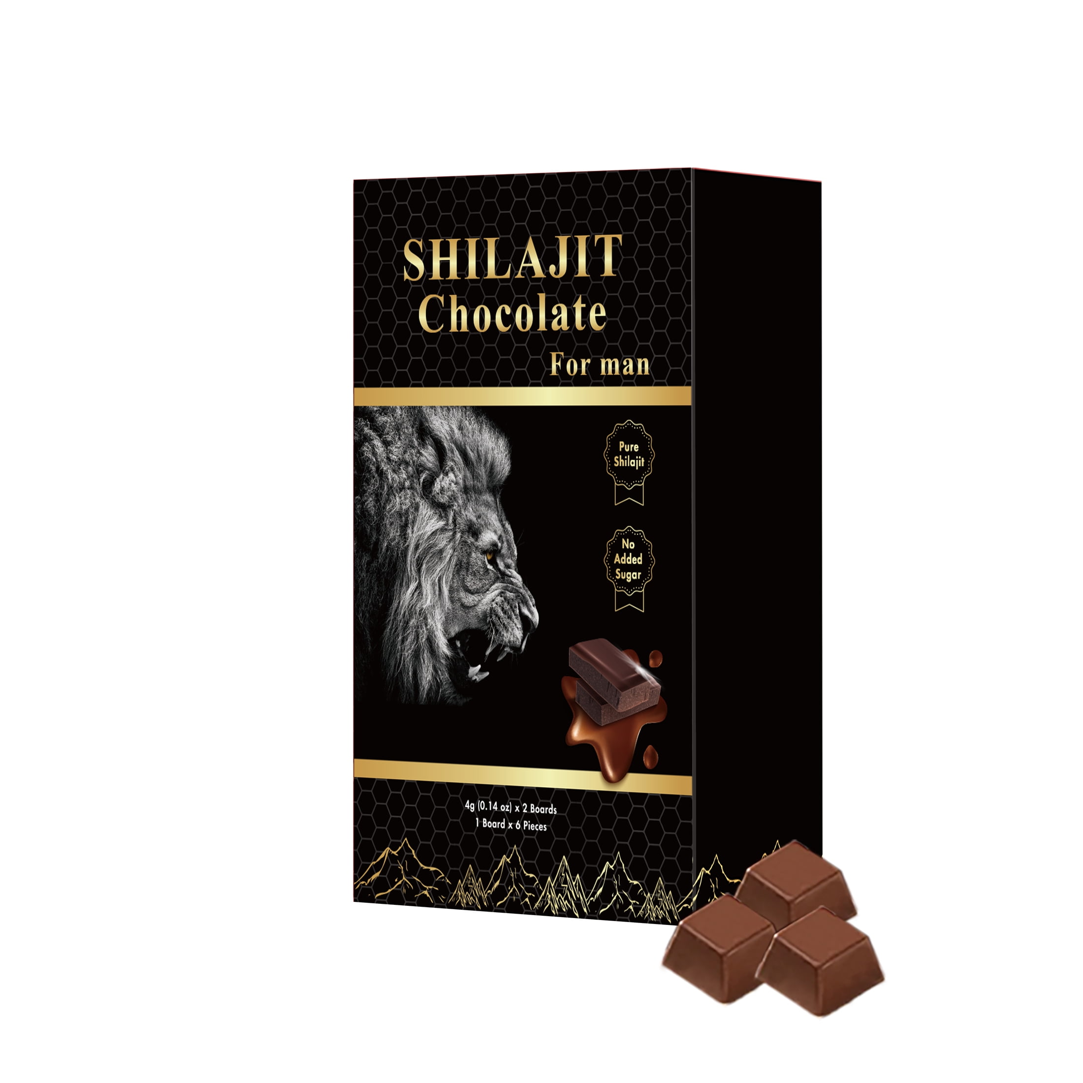 Shilajit Dark Chocolate Made with Ashwagandha, Shilajit Resin & Honey, A Premium Superfood for Energy, Strength & Immunity Boost, 12 Pieces 4g Each