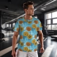 thumbnail image 3 of Wukai Sunflowers Print Men's Short-Sleeved Mesh T-Shirt,Quick-Dry Short Sleeve Workout T-Shirt-X-Large, 3 of 8