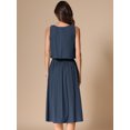 thumbnail image 4 of DARING DIVA Women's 2 Piece Round Neck Sleeveless Crop Top Midi Suit Set L Dark Blue, 4 of 6