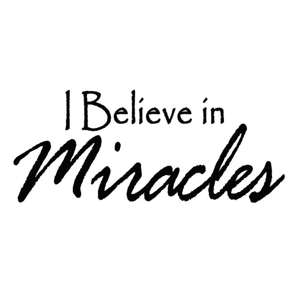 VWAQ I Believe In Miracles Wall Decal Quote Vinyl Wall Art Home Decor