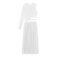 thumbnail image 4 of Alvivi Costume de Danse Lyrique pour Femmes Robe Justaucorps Fendue en Maille Transparente Danse Moderne Blanc TG, 4 of 7