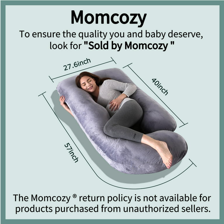 Momcozy Pregnancy Pillows with Cooling Cover, U-Shaped Full Body Maternity  Pillow for Side Sleepers 57 inch Gray 