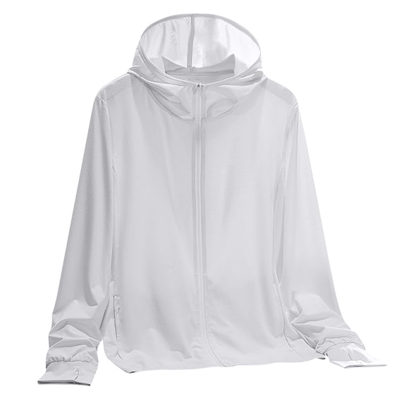 UAMVSH Women Plus Size Hooded Jackets Lightweight UPF 50 Sun Protection Athletic Hoodie with Pockets Summer Fall Outfits(X-Large,White)