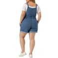 thumbnail image 3 of Agnes Orinda Plus Size Overall Shorts for Women Jumpsuit Roll Hem Pocket Jean Denim Overalls 5X Sky Blue, 3 of 6