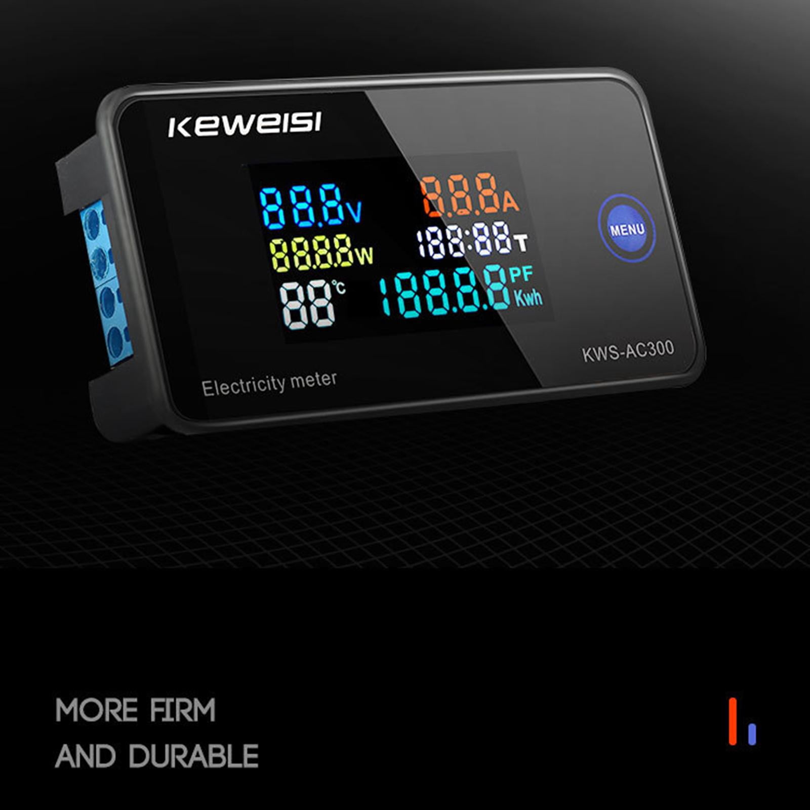 multifunctional 100A Electricity Meter with Display Digital Ampermeter Power Voltmeter Ammeter Watt Temperature Multimeter Usage Monitor closed