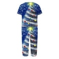 thumbnail image 4 of Tnhcen Women's Christmas Tree Print Pajamas Set 2-Piece Short Sleeve Tops Capri Pants Cheerful Christmas Lounge Wear Home Nightwear S-2XL, 4 of 5