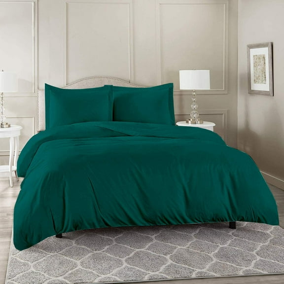 600 Thread Count 3 Piece Duvet Cover (120" x 98") Set 100% Egyptian Cotton with Zipper Closure & Corner Ties Ultra Soft & Easy Care with 2 Pillow Shams (Oversized Super King,) Teal Solid