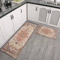 thumbnail image 3 of 2 Piece Bohemian Orange Ethnic Carpet Rug Kitchen Rug Set, Decor Kitchen Rugs, Absorbent Non-Slip Washable Floor Mats, Home Indoor Runner Rugs 17"x47"+17"x30", 3 of 7