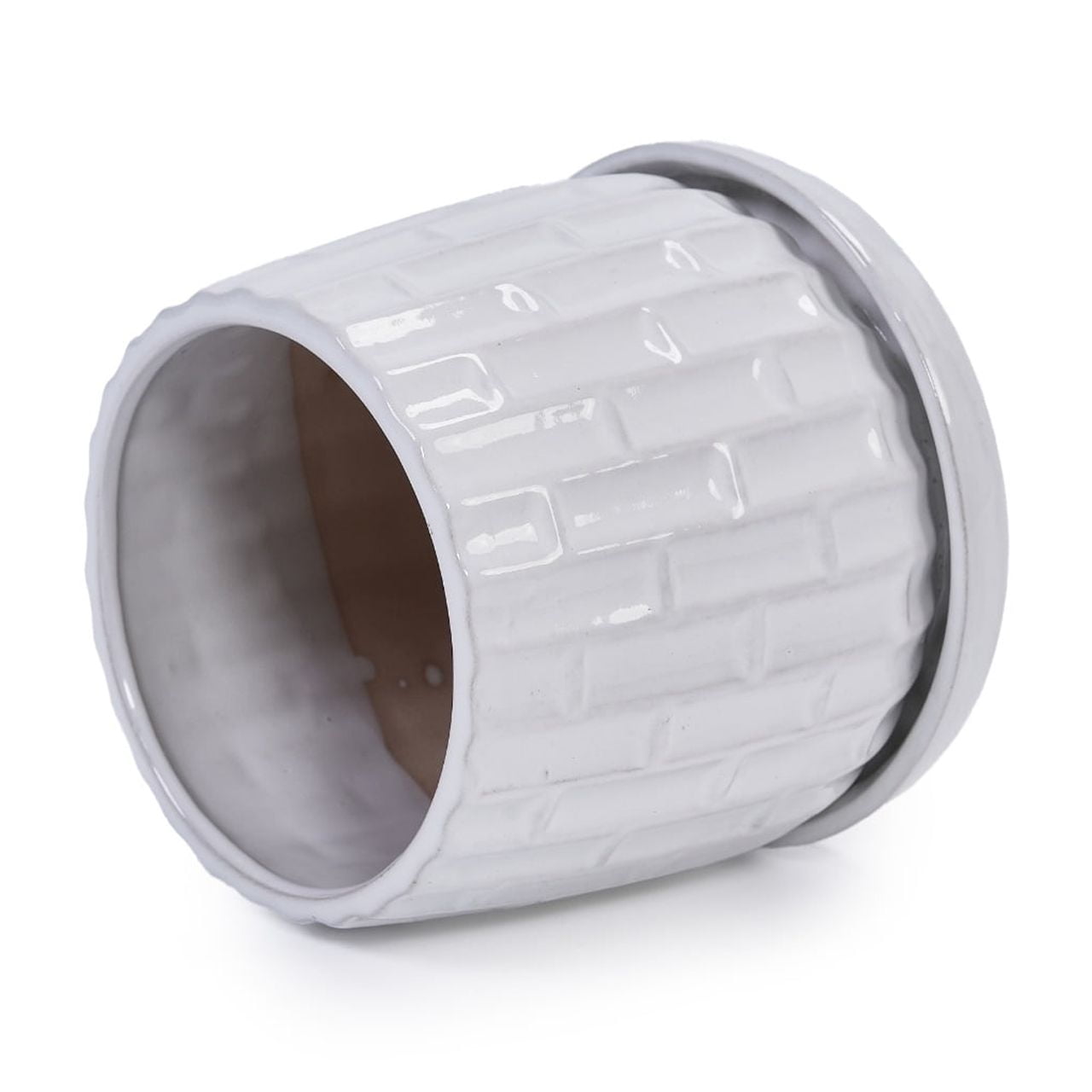 White Ceramic Planters 2-Pack with Drainage, 7" Modern Planters for Indoor Outdoor Use - All-Weather Garden Planters for Patio Windowsill Decor