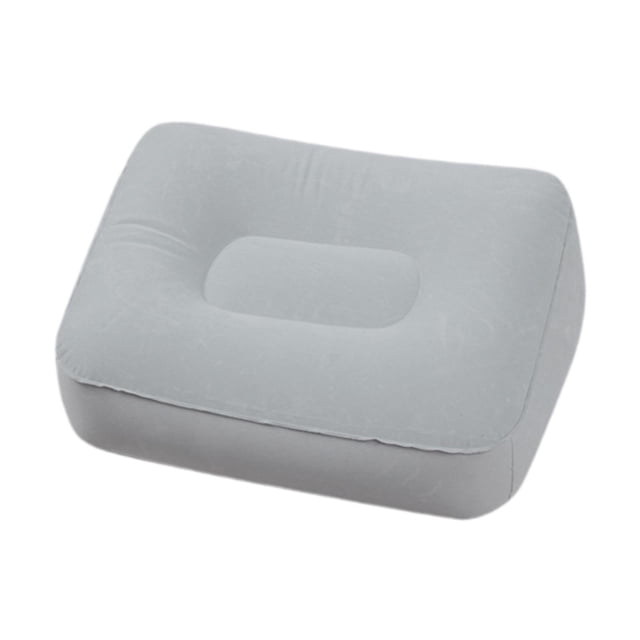 Rongfmy Inflatable Foot Pillow Cushion Flocked Foot Stool for Train Airplane Camping Gray