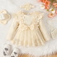 thumbnail image 2 of Gubotare Baby Girls' Dresses Girls Fall Long Sleeve Dress for Girl Casual Flowy Tiered Dresses Size 9 12 Months(Beige,9-12 Months), 2 of 9