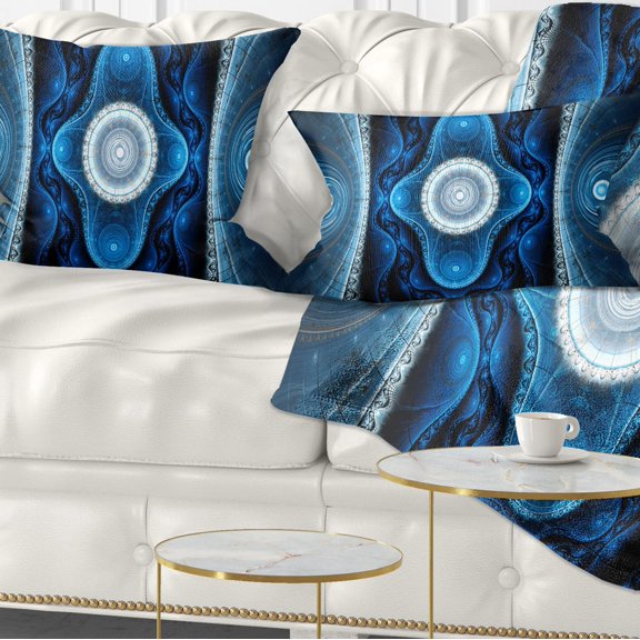 Designart Cabalistic Blue Fractal Design - Abstract Throw Pillow - 12x20