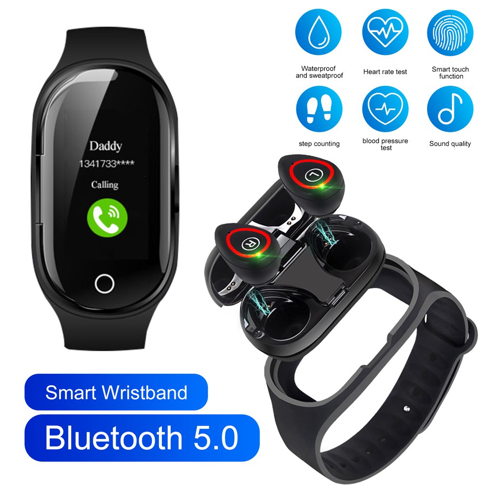 TSV TSV Smartwatch Bluetooth Wireless Earbuds, 2 in 1 IP67 Waterproof